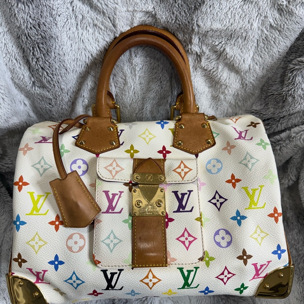 Louis Vuitton White Multicolor Takashi Murakami Speedy 30